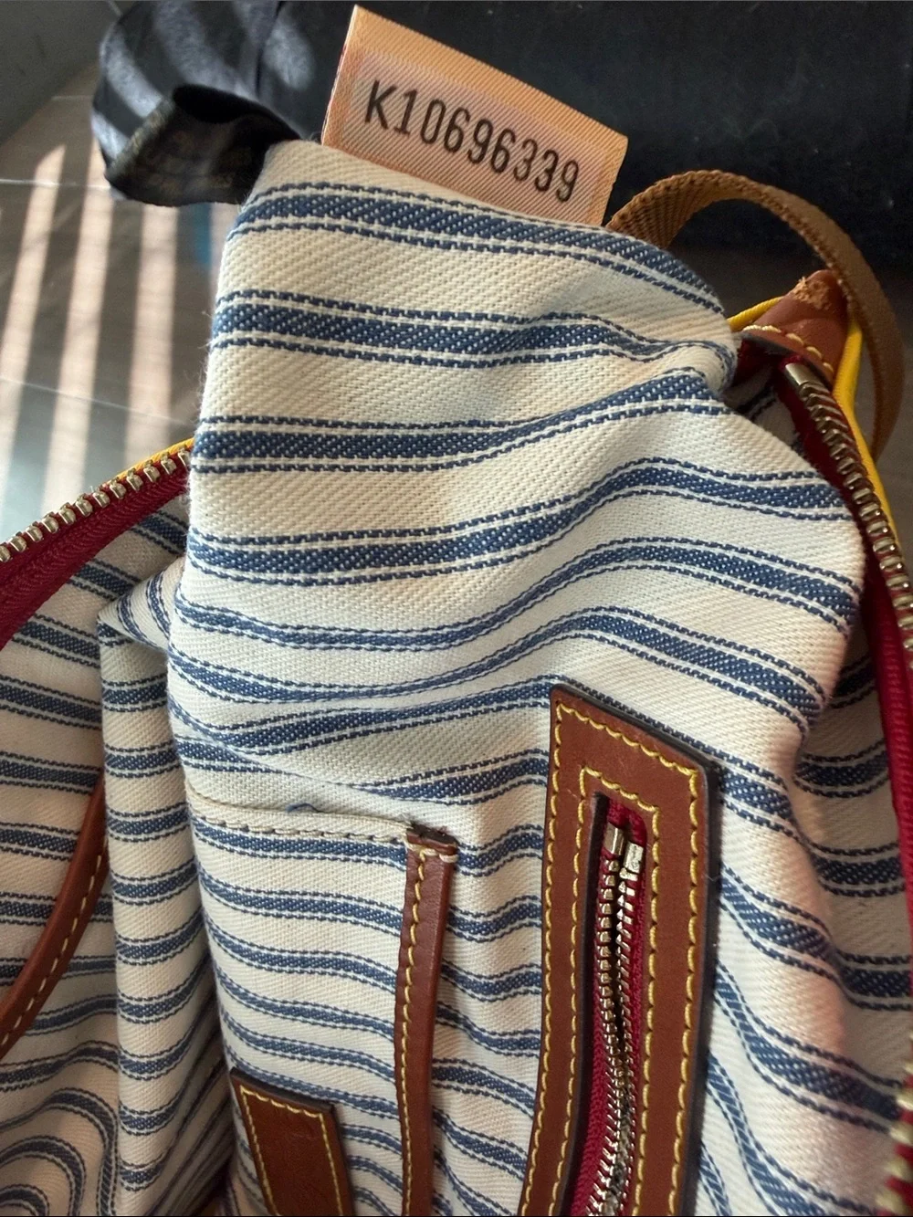 Dooney & Bourke Yellow Tote with Brown Leather Trim and Dual Carry Straps